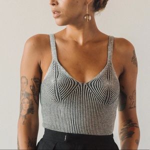 Mara Hoffman Tia Tank Top in black white